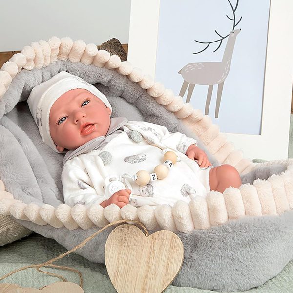 ARIAS REBORN DOLL 40 CM ERIK GREY W/CARRYCOT - Image 2