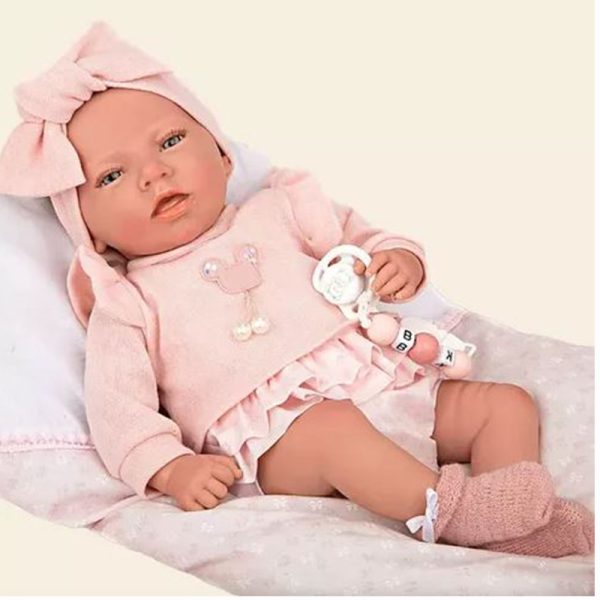 ARIAS REBORN DOLL 40 CM ALBA PINK W/ CUSHION - Image 3