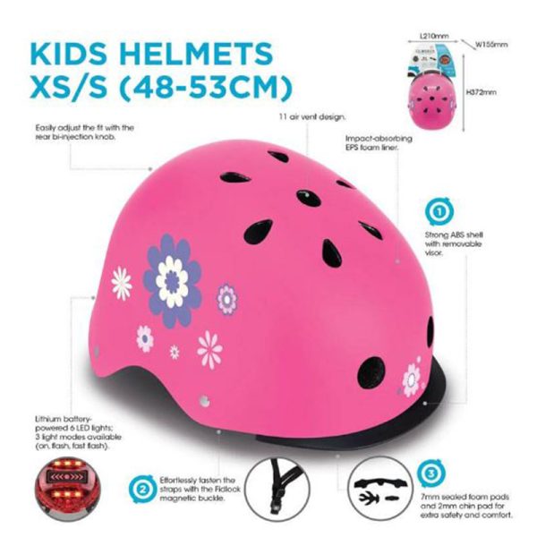 GLOBBER HELMET MASTER XS/S (47-51 CM) - DEEP PINK FLOWERS - Image 4