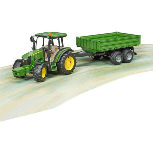 BRUDER JOHN DEER 5115M WITH TIPPING TRAILER - Image 2