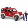 BRUDER JEEP WRANGLER UNLIMITED RUBICON FIRE TRUCK WITH FIRE FIGHTER