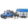 BRUDER LAND ROVER DEFENDER POLICE VEHICLE , HORSE TRAILER, HORSE &POLICEMAN - Image 3