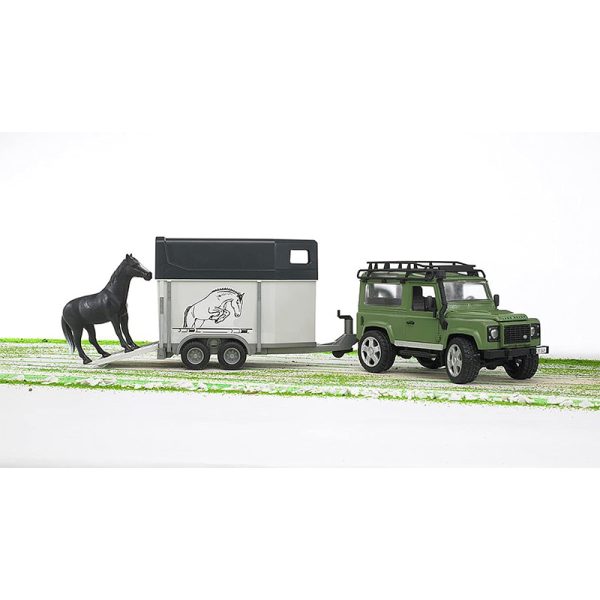 BRUDER LAND ROVER DEFENDER STATION WAGON + HORSE TRAILER - Image 2