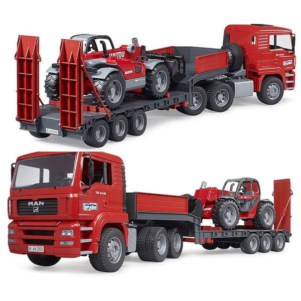 BRUDER MAN TGA TRUCK WITH LOADER TRAILER & MANITOU TELEHANDLER - Image 3