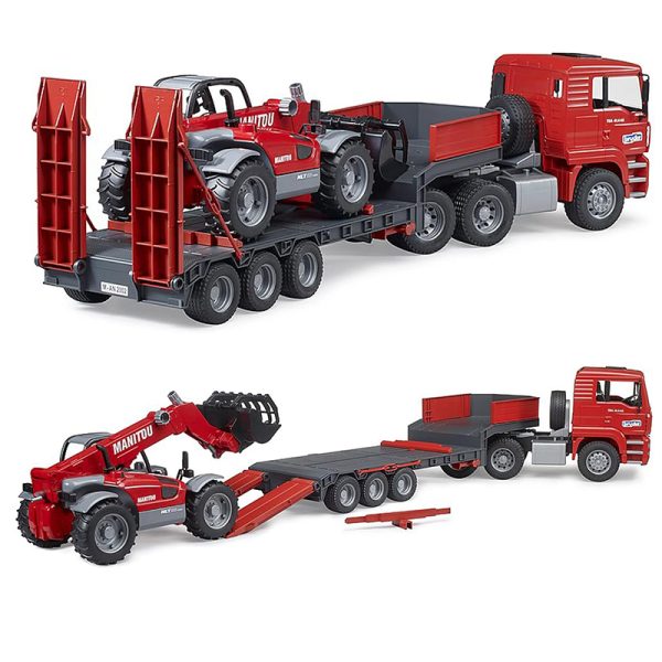 BRUDER MAN TGA TRUCK WITH LOADER TRAILER & MANITOU TELEHANDLER - Image 4