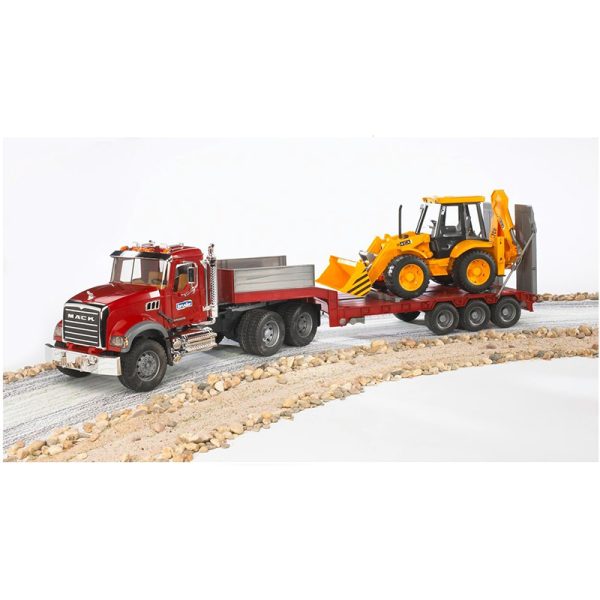 BRUDER MACK GRANITE TRUCK WITH LOW LOADER & JCB 4CX BACKHOE LOADER - Image 2