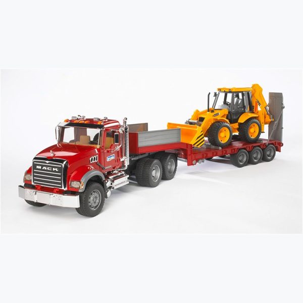 BRUDER MACK GRANITE TRUCK WITH LOW LOADER & JCB 4CX BACKHOE LOADER