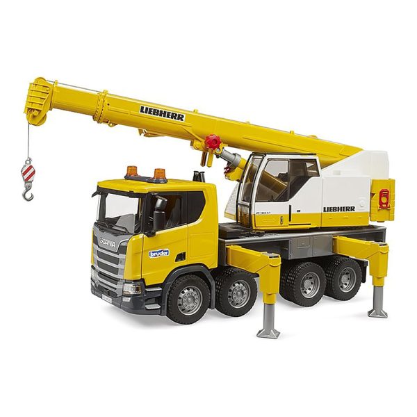 BRUDER SCANIA SUPER 560R LIEBHERR CRANE TRUCK WITH LIGHT & SOUND MODULE