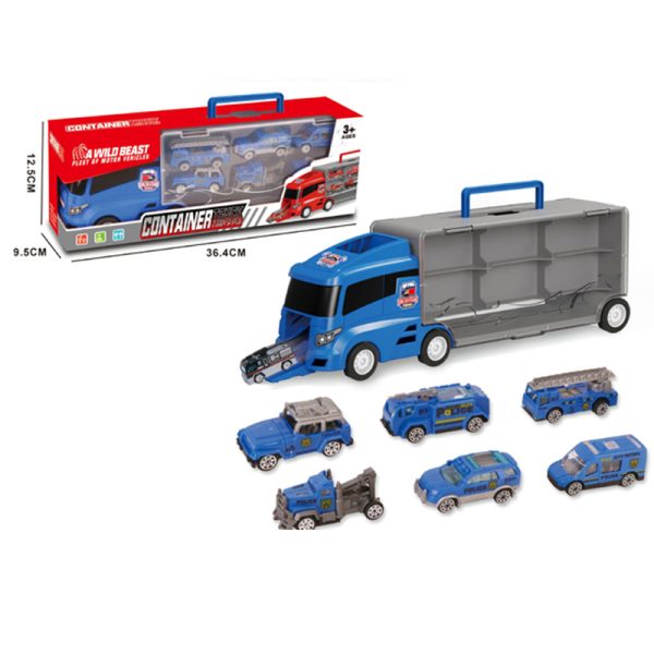 FREE WHEEL TRANSPORT CAR CARRIER  TRUCK W/6PCS CAR