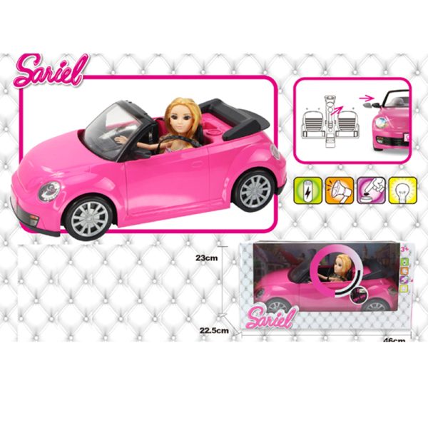 DOLL & CONVERTIBLE CAR W/MUSIC, LIGHT&BATTERY