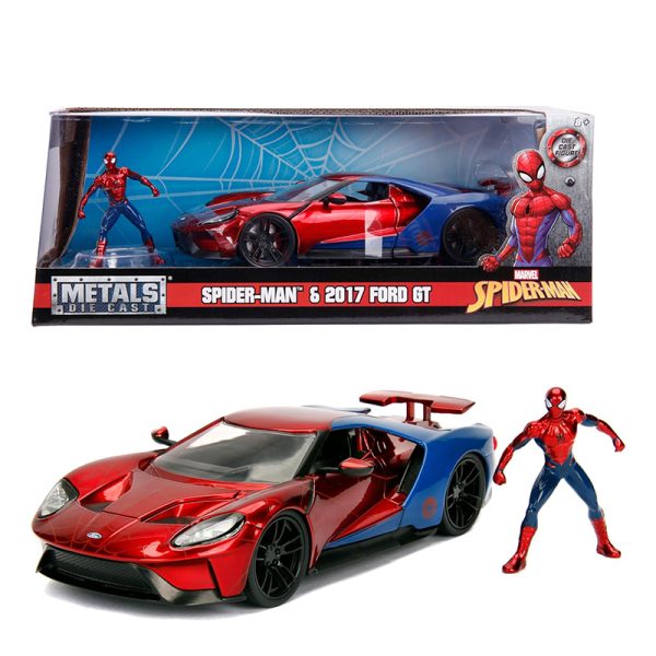 SIMBA MARVEL SPIDERMAN FORD GT 2017 & FIGURE 1:24 DIECAST MO - Image 2