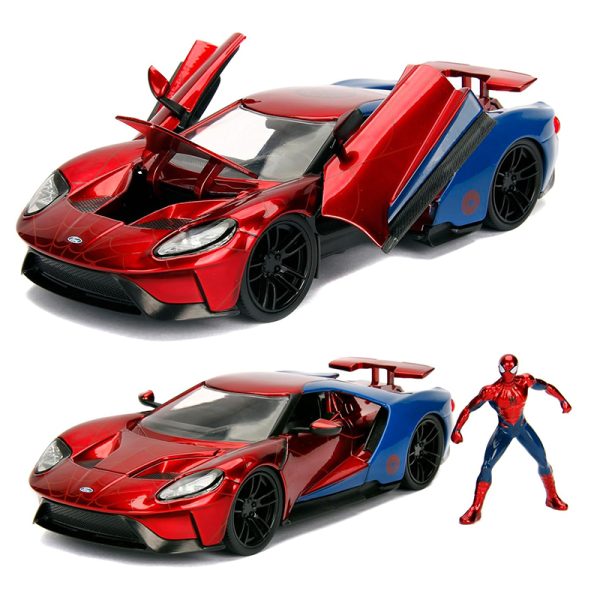 SIMBA MARVEL SPIDERMAN FORD GT 2017 & FIGURE 1:24 DIECAST MO - Image 3