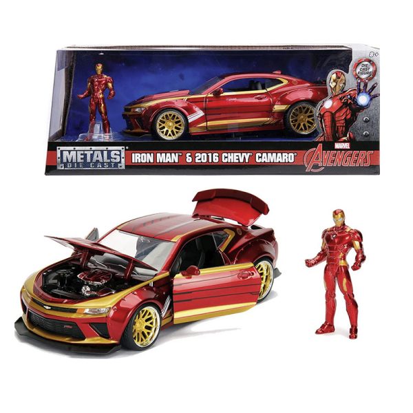 SIMBA MARVEL IRON MAN  2016 CHEVY CAMARO & FIGURE 1:24 DIECA