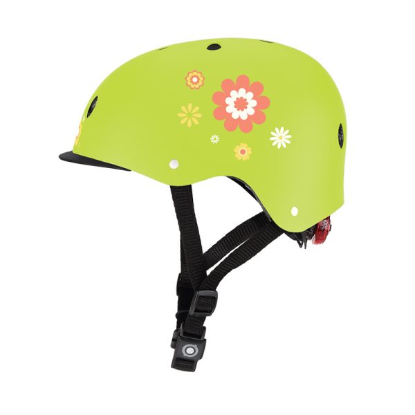 GLOBBER HELMET MASTER XS/S (47-51 CM) - LIME GREEN FLOWERS