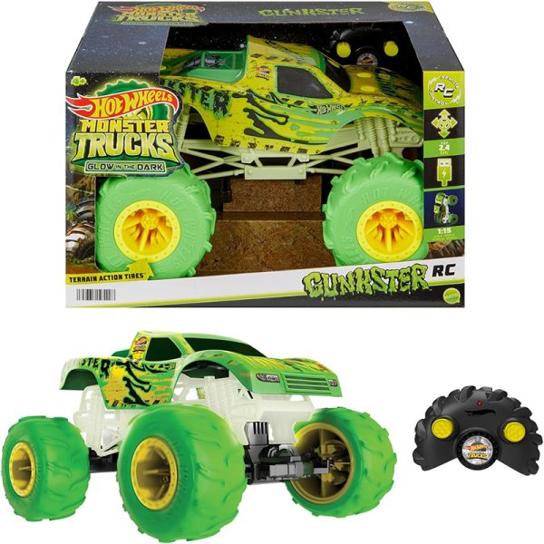 HOT WHEELS MONSTER TRUCK 1:15  RC GLOW IN THE DARK GUNKSTER