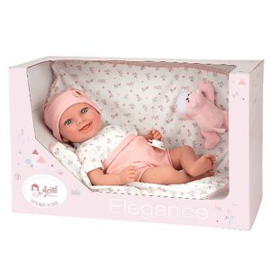 ARIAS ELEGANCE 40 CM COLIN PINK W/ CUSHION & SOFT TOY WEIGHTED DOLLS